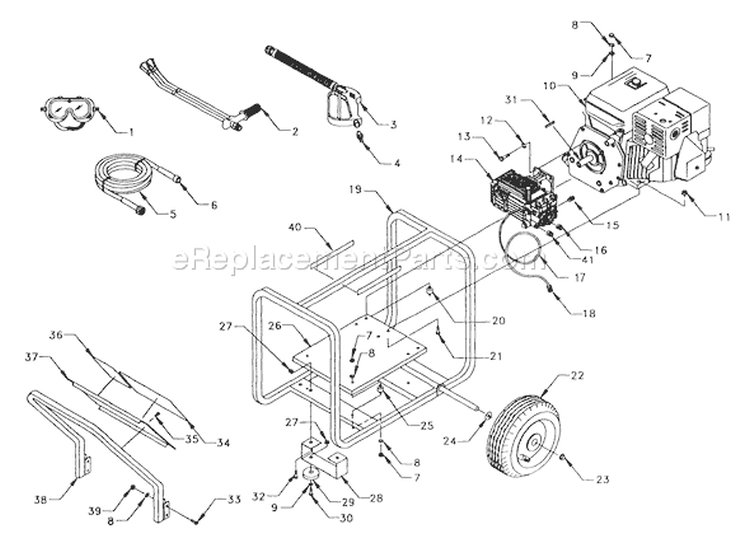 Page A Diagram and Parts List for 1014-1  Briggs and Stratton Pressure Washer